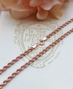 9ct Rose Gold 3.2mm Diamond Cut Rope Chain Necklace 18" 20" 24"