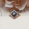 Art Deco Inspired 9ct Yellow Gold, Diamond & Sapphire Ring