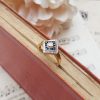 Art Deco Inspired 9ct Yellow Gold, Diamond & Sapphire Ring