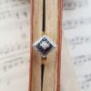 Art Deco Inspired 9ct Yellow Gold, Diamond & Sapphire Ring