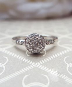 9ct White Gold Diamond Cluster & Shoulder Ring