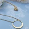 Open disc pendant necklace in solid 9ct yellow gold