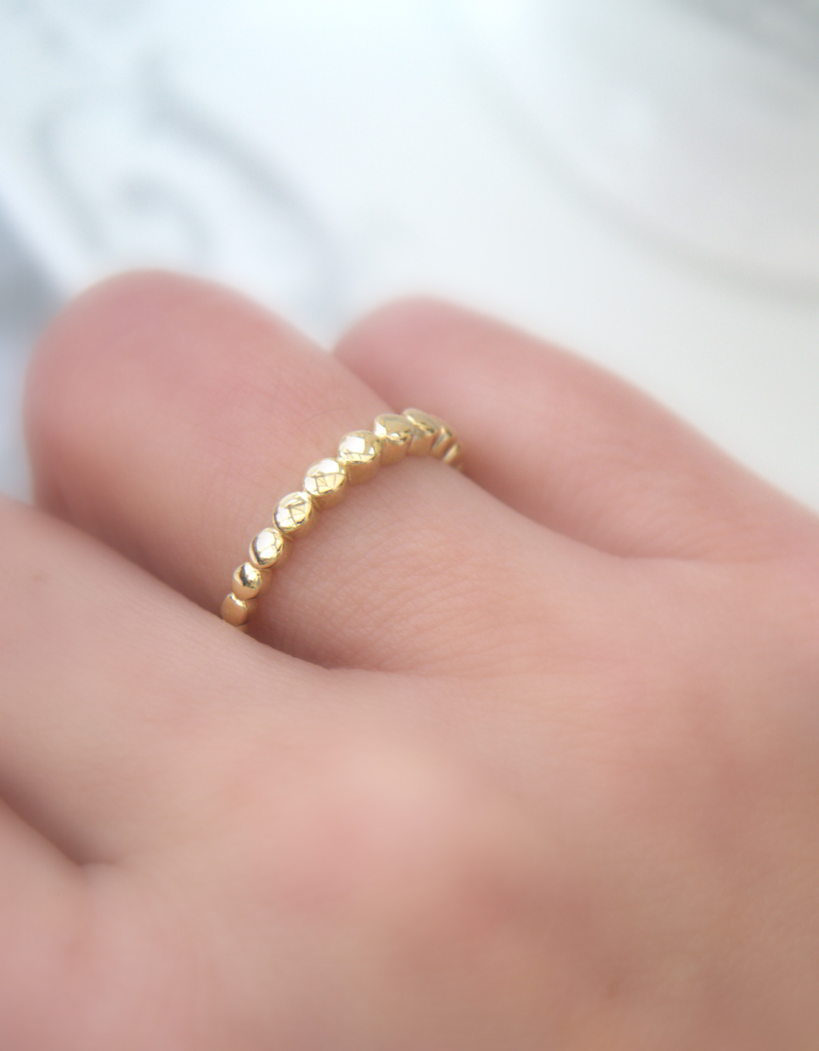 Stackable Yellow Gold Ring with Graduated Circles Chains of Gold