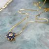 14ct Yellow Gold Flower Slider Necklace with Sapphire & Diamond