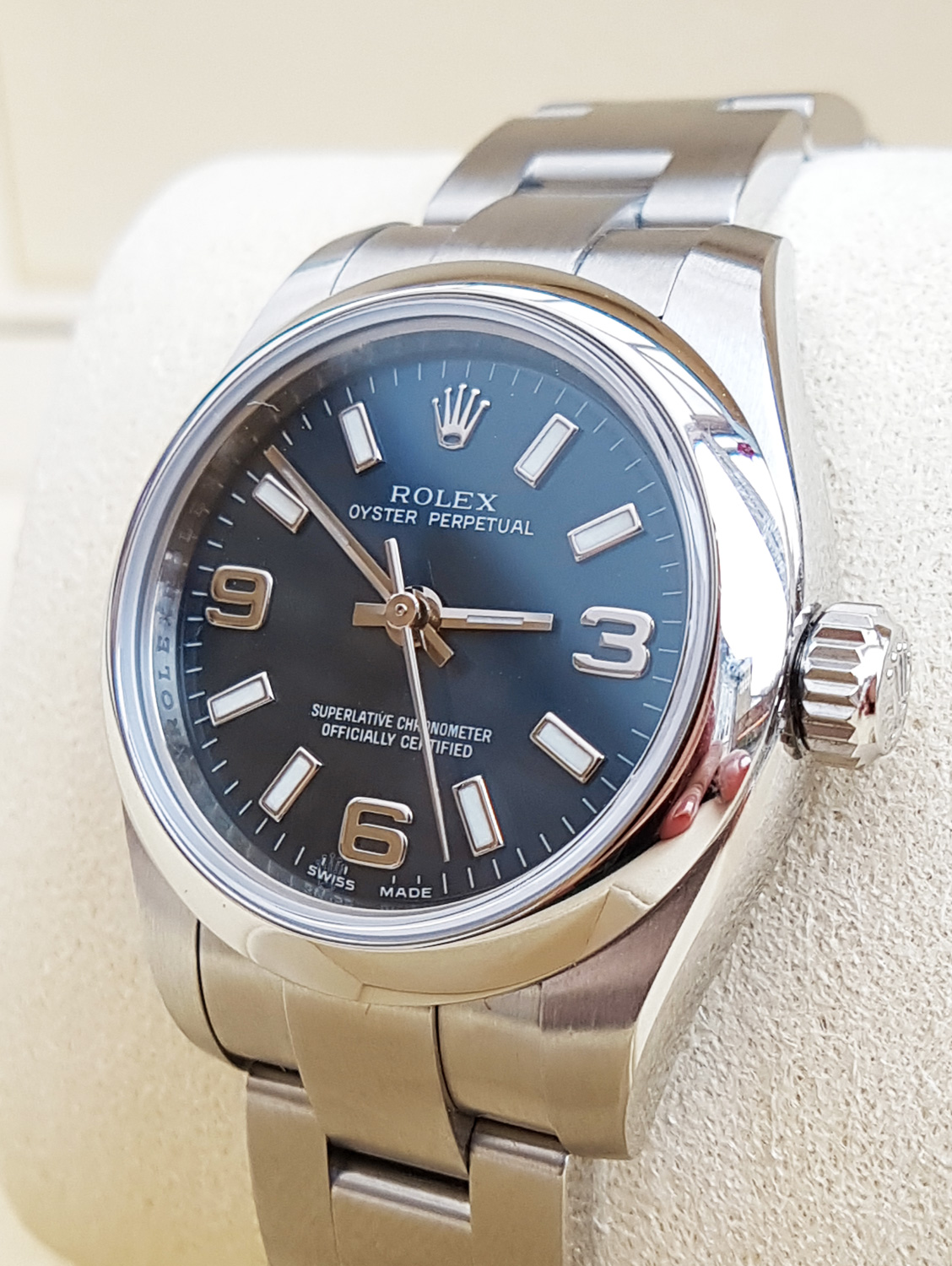 ladies rolex oyster perpetual blue dial