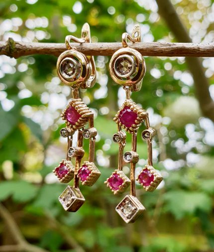 Antique ruby on sale earrings uk