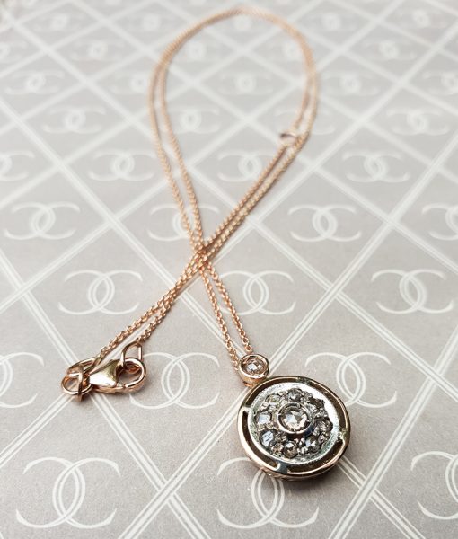 Edwardian Inspired 9ct Rose Gold &amp; Diamond Target Necklace