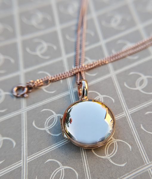 Small Solid 9ct Rose Gold Round Locket | Hand Made in Britain