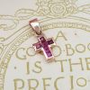 Delicate 9ct Rose Gold Ruby Vintage Inspired Cross Necklace