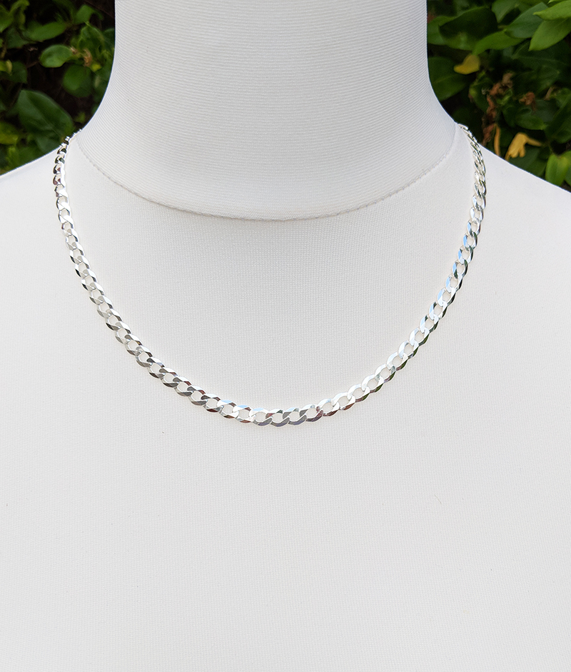 Sterling silver curb necklace sale