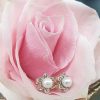 Pearl & Diamonds Delicate Flower Drop Earrings in 9ct Rose Gold. Vintage Style Inspired.