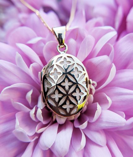 9ct Yellow Gold Openwork Oval Locket Necklace