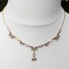 Antique Style 14ct Yellow Gold Sapphire & Diamond Lavalier Necklace