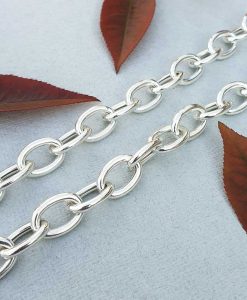 Solid Sterling Silver Oval Belcher Chain Necklace