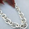 Solid Sterling Silver Oval Belcher Chain Necklace