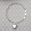 Sterling Silver Bracelet with Puffed Heart Charm 7.5"