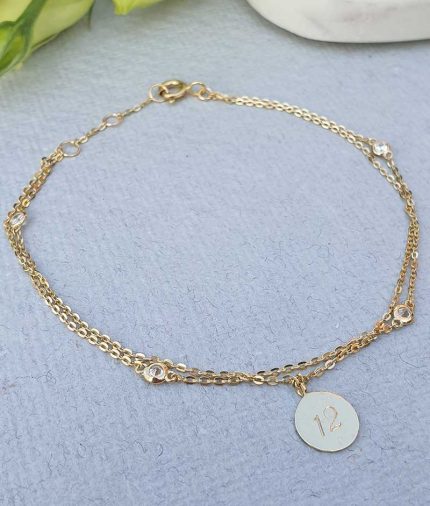 Personalised Ladies 9ct Yellow Gold Disc Charm Bracelet 7.5''