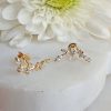 9ct yellow gold climber stud earrings with cubic zirconia
