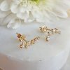 9ct yellow gold climber stud earrings with cubic zirconia
