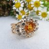 Antique Edwardian Inspired 14ct Yellow Gold 2cts Sapphire Ring with Diamonds