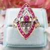 14ct Antique Inspired Marquise Ruby Ring