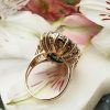 Eye Catching Art Deco Inspired 14ct Yellow Gold Rose Cut Diamonds and Emerald Ring