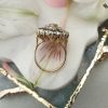 Eye Catching Art Deco Inspired 14ct Yellow Gold Rose Cut Diamonds and Emerald Ring