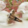 Eye Catching Art Deco Inspired 14ct Yellow Gold Rose Cut Diamonds and Emerald Ring