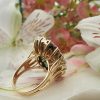 Eye Catching Art Deco Inspired 14ct Yellow Gold Rose Cut Diamonds and Emerald Ring