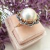 Elegant 14ct Yellow Gold Diamond and Freshwater Pearl Ring