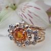 Vintage Natural 2cts Sapphire 14ct Yellow Gold Sapphire Ring with Diamond