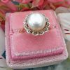 Elegant 14ct Yellow Gold Diamond and Freshwater Pearl Cocktail Dress Ring