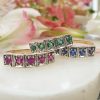 14ct Yellow Gold Half Eternity Stack Ring: Ruby, Emerald or Sapphire