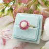 Victorian Inspired 14ct Yellow Gold Opal & Ruby Flower Ring