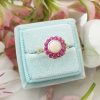 Victorian Inspired 14ct Yellow Gold Opal & Ruby Flower Ring