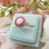 Victorian Inspired 14ct Yellow Gold Opal & Ruby Flower Ring