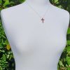 18ct White Gold Cross Emelished With Diamonds & Ruby Necklace
