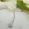 18ct White Gold Diamond Flower Shaped Dainty Necklace