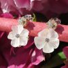14ct Yellow Gold Flower Earrings In Rock Crystal & Diamonds