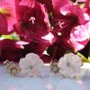 14ct Yellow Gold Flower Earrings In Rock Crystal & Diamonds