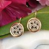 14ct Yellow Gold Round Star Diamond Drop Earrings