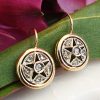 14ct Yellow Gold Round Star Diamond Drop Earrings