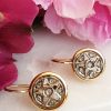 14ct Yellow Gold Round Star Diamond Drop Earrings