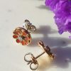 Vintage Inspired 14ct Yellow Gold Round Flower Stud Earrings
