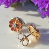 Vintage Inspired 14ct Yellow Gold Round Flower Stud Earrings