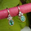 Beautiful Dainty 14ct Yellow Gold with Diamond and Emerald Drop Earrings