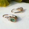 Beautiful Dainty 14ct Yellow Gold with Diamond and Emerald Drop Earrings