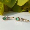 Beautiful Dainty 14ct Yellow Gold with Diamond and Emerald Drop Earrings
