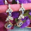14ct Yellow Gold folient and geometric Diamond Drop
