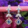 14ct Yellow Gold folient and geometric Diamond Drop